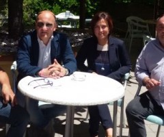 Presentati gli eventi dell'estate a Offida. Presenti Tonino Pierantozzi, Piero Antimiani, Isabella Bosano, Mario Sergiacomi