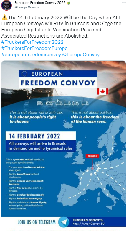 Locandina Bruxelles European Freedom Convoy