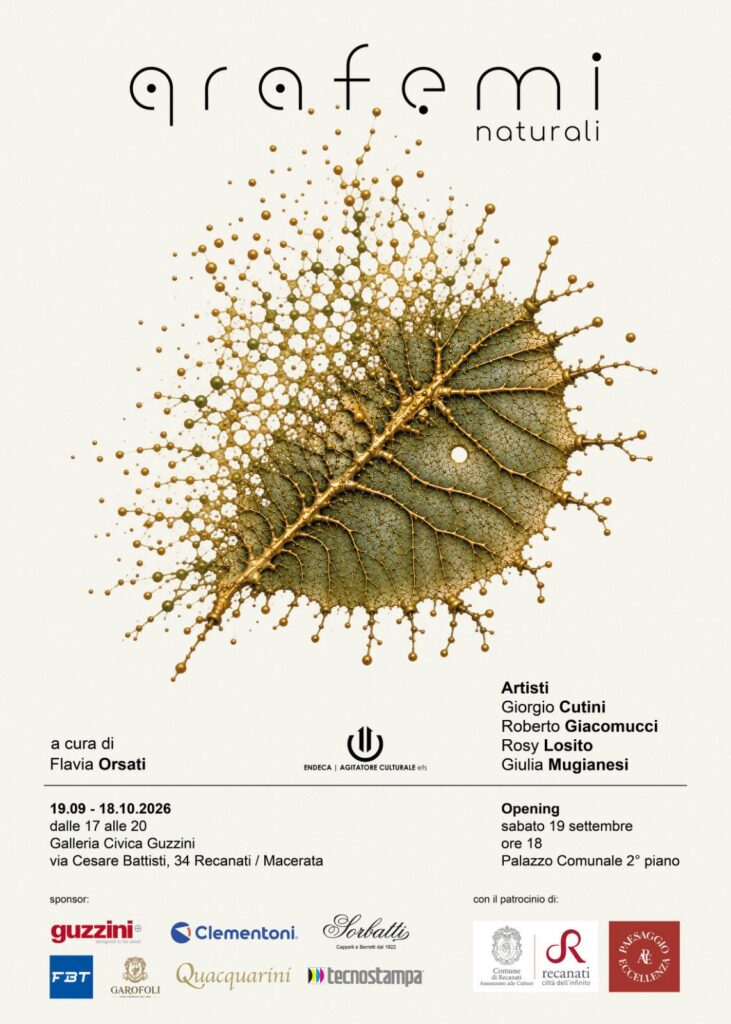 Grafemi Naturali Recanati, mostra Galleria Guzzini, arte contemporanea Marche, fotografia e pittura, mostra Cutini Giacomucci Losito Mugianesi