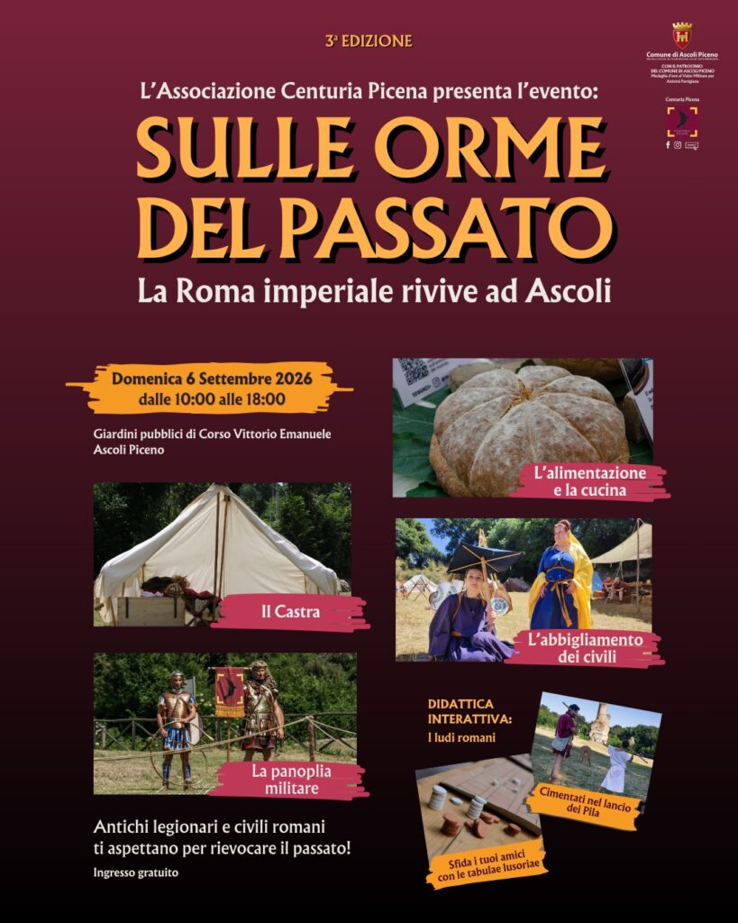 La Roma imperiale rivive ad Ascoli: ai Giardini Pubblici la terza edizione della rievocazione