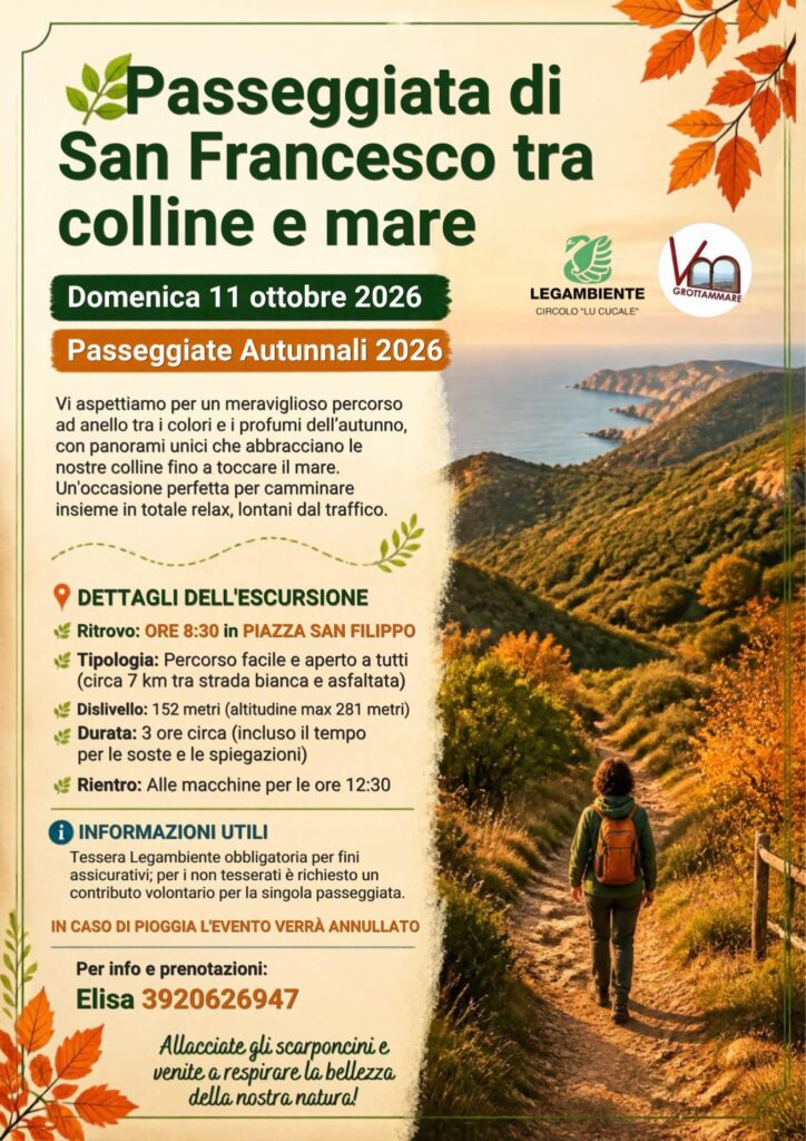 Legambiente, lu cucale, passeggiate, Piceno, Grottammare, Ripatransone, Cupra Marittima, Acquaviva Picena, escursioni, autunno 2026