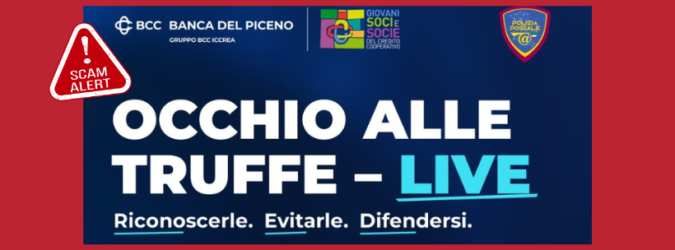 Ascoli Piceno, truffe online, Metateoo, Banca del Piceno, Giovani Soci, Polizia Postale, sicurezza digitale, phishing, smishing, eventi